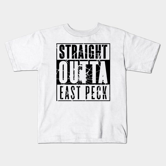 Straight Outta East Peck  (Black Shattered) Kids T-Shirt by Roufxis